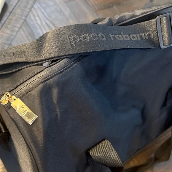 Paco Rabanne Logo Duffle Bag Black Gym Travel Weekender NWOT